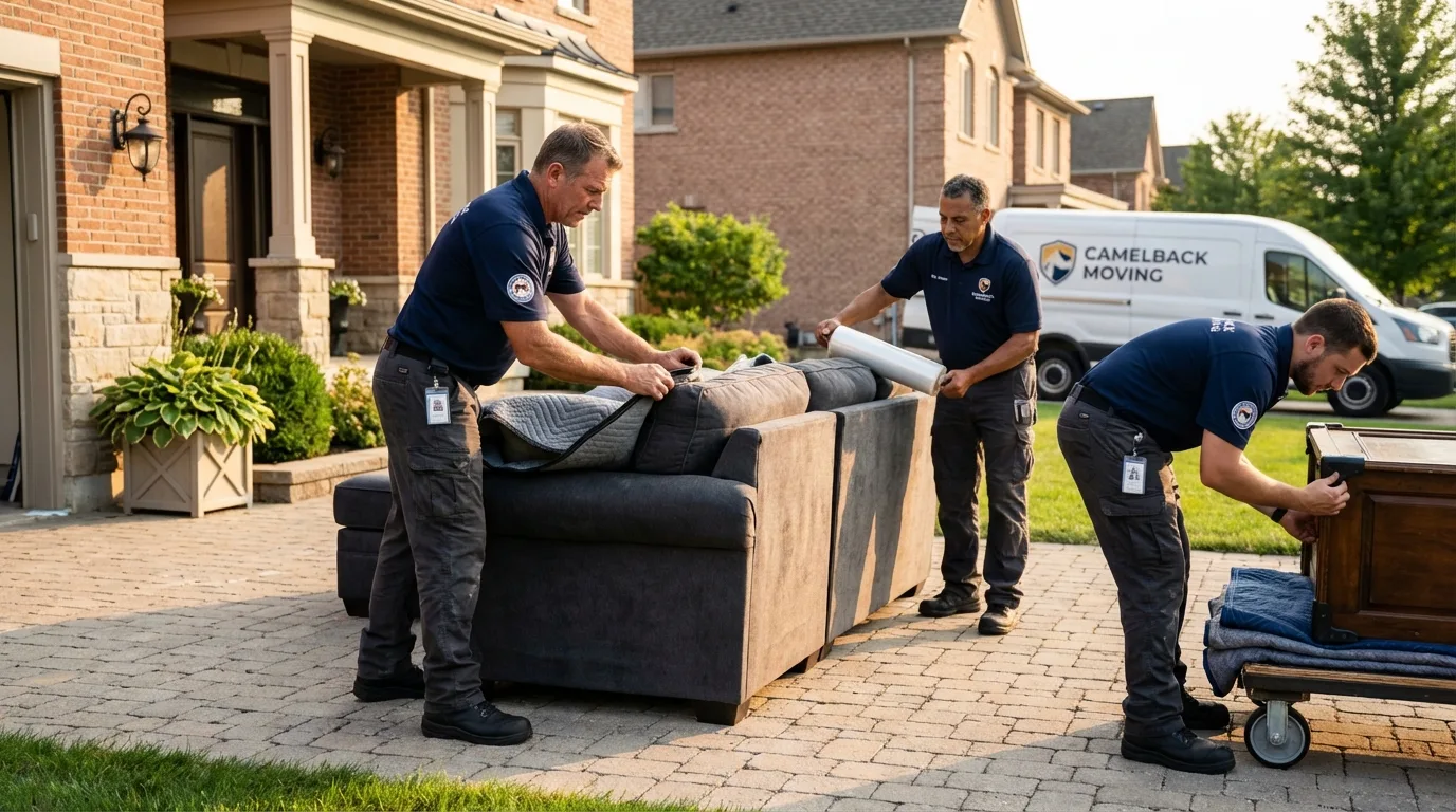 Large estate moving crew wrapping furniture in Morton Grove, IL