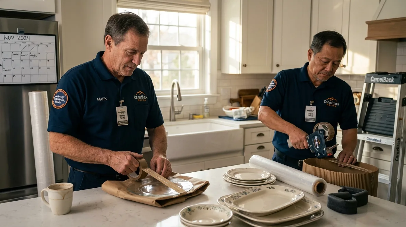 Professional crew packing kitchen dishware in Morton Grove, IL